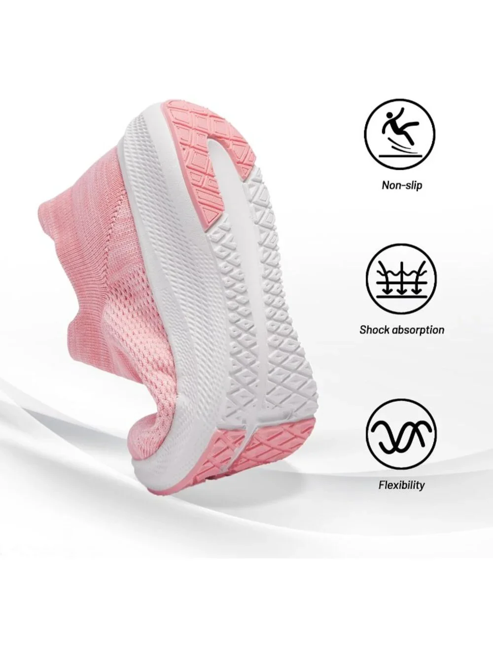 Women Light Pink Rubber Walking Shoes Comfort Lightweight Sneaker Athletic Shoes